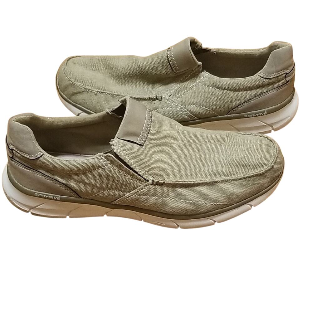 Day Five Men's Memory Foam Insole Casual Tan Comfy Canvas Slip-On Shoes Size 14